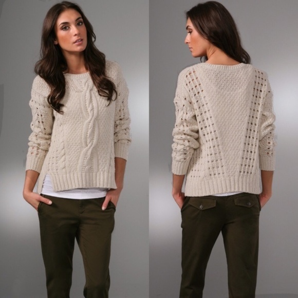 Vince Sweaters - Vince cableknit wool yak fisherman's sweater L XL